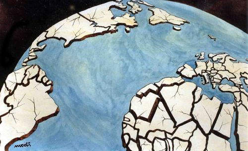 Cartoon: cracking world (medium) by Medi Belortaja tagged cracked,cracking,borders,earth,world