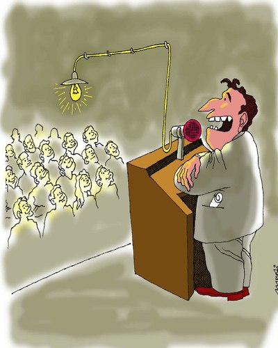 Cartoon: electricity from leader (medium) by Medi Belortaja tagged leader,head,speech,light,energy,electricity