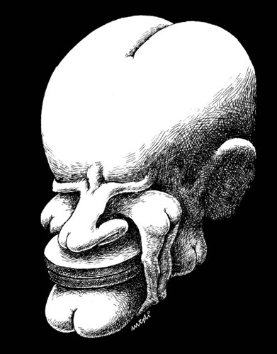 Cartoon: facemanus (medium) by Medi Belortaja tagged face,man,nude,nudity,woman,women,surrealism