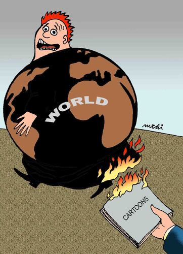 Cartoon: fear by cartoons (medium) by Medi Belortaja tagged conflict,world,cartoons,fire,burning