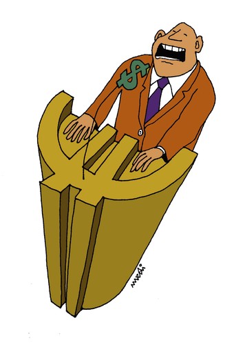 Cartoon: financial speech (medium) by Medi Belortaja tagged financial,business,speech,euro,usd,dollar,money,speaker,boss