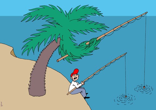 Cartoon: fishing (medium) by Medi Belortaja tagged fishing,fish,fisherman,palm