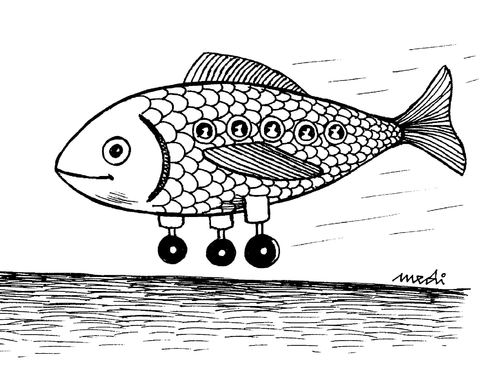 Cartoon: fish plane (medium) by Medi Belortaja tagged plane,fish,humor