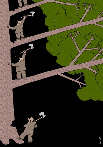 Cartoon: friendship (medium) by Medi Belortaja tagged ax,tree,friendship,cut