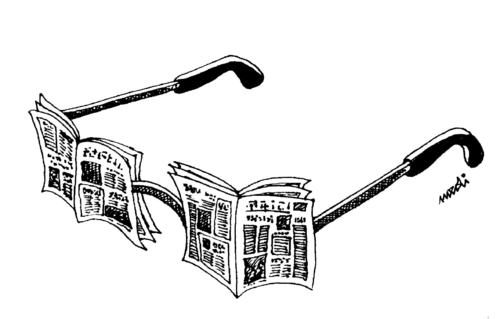 Cartoon: glasses of newspapers (medium) by Medi Belortaja tagged news,newspapers,glasses