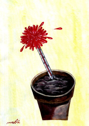 Cartoon: global warming flower (medium) by Medi Belortaja tagged flower,warming,global