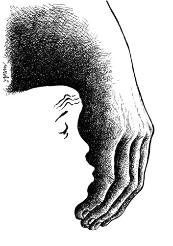 Cartoon: crawler (medium) by Medi Belortaja tagged face,head,director,chief,servants,servant,kiss,hand,crawler