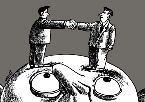 Cartoon: handshake (medium) by Medi Belortaja tagged handshake,friendship,humiliation,dialing,bussines