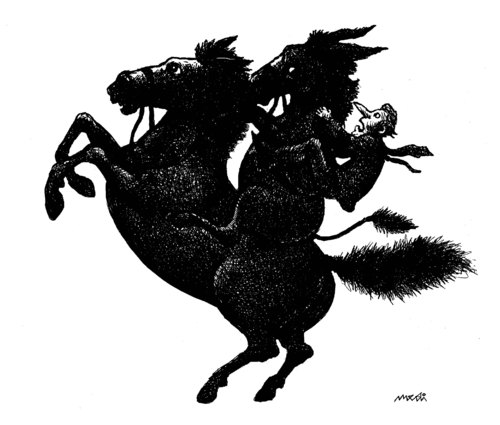 Cartoon: horsemuleman (medium) by Medi Belortaja tagged horseman,horse,mule,man