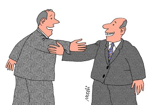 Cartoon: handshake (medium) by Medi Belortaja tagged handshake,heads,politics