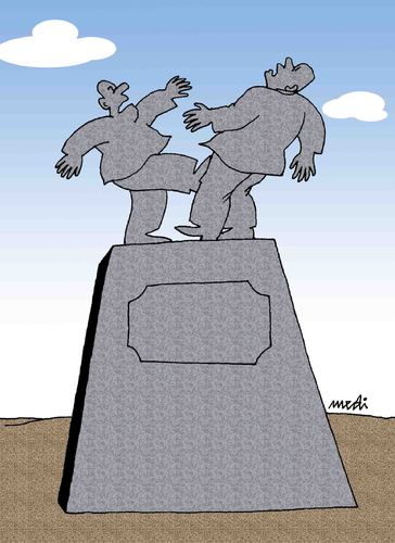 Cartoon: just one (medium) by Medi Belortaja tagged politicians,selfishness,monument,leader,head,dictatorship
