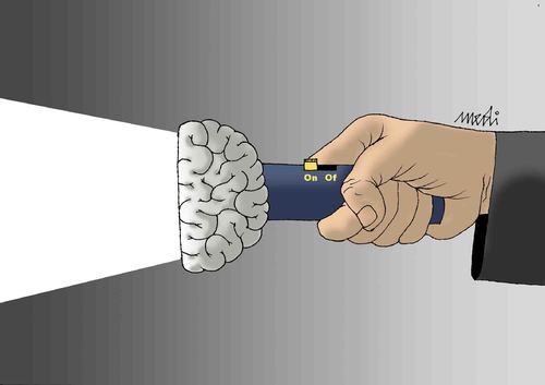 Cartoon: light of mind (medium) by Medi Belortaja tagged intelligence,ideas,floodlight,brain,mind,light