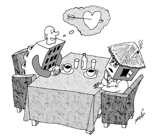 Cartoon: love with the first glance (medium) by Medi Belortaja tagged glance,first,love
