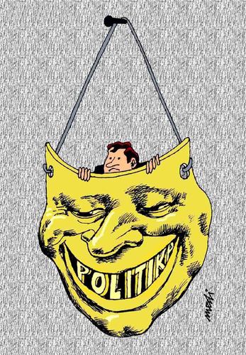 Cartoon: mask and face (medium) by Medi Belortaja tagged concealment,politicians,politics,face,mask