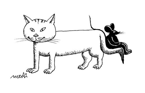Cartoon: new best friends (medium) by Medi Belortaja tagged tail,chair,cat,mouse,friends