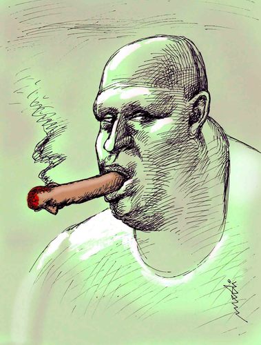 Cartoon: cigar man (medium) by Medi Belortaja tagged man,smoke,cigar