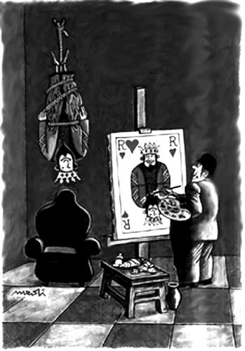 Cartoon: bitter reality (medium) by Medi Belortaja tagged reality,bitter,king,painter