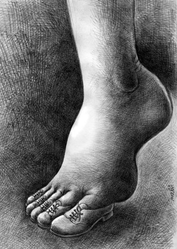 Cartoon: shoes (medium) by Medi Belortaja tagged fingers,foot,legs,leg,shoes,shoe