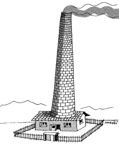 Cartoon: small house - great job (medium) by Medi Belortaja tagged ecology,environment,pollution,house,chimney,smog