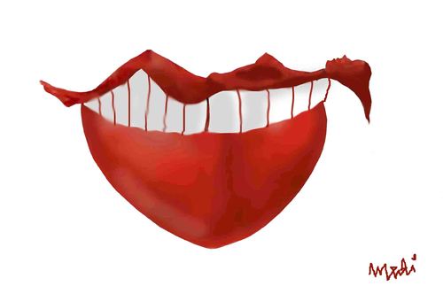 Cartoon: smiling (medium) by Medi Belortaja tagged smiling,smile,lips,woman