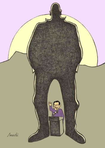 Cartoon: speech (medium) by Medi Belortaja tagged speech,tutelage,politicians,shadow