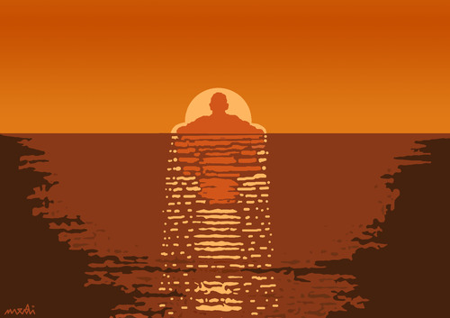 Cartoon: sunchair (medium) by Medi Belortaja tagged end,head,leader,chief,power,sunset,chair,sun