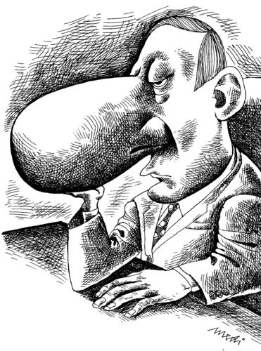 Cartoon: thinking his political career (medium) by Medi Belortaja tagged nose,career,political,thinking