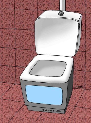Cartoon: TV toilette (medium) by Medi Belortaja tagged media,toilet,tv