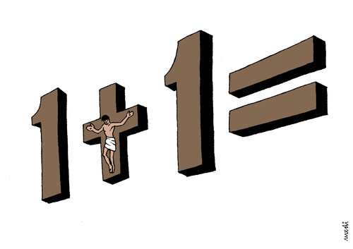 Cartoon: untitled (medium) by Medi Belortaja tagged arithmetic,christianism,religion,cross,christ,jesus,summation