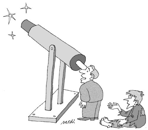Cartoon: science and poverty (medium) by Medi Belortaja tagged poverty,telescope,astronomy