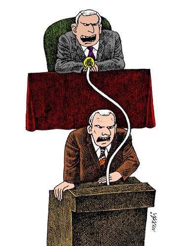 Cartoon: manipulation of sound (medium) by Medi Belortaja tagged microphone,sound,manipulation,tutelage,men,heads