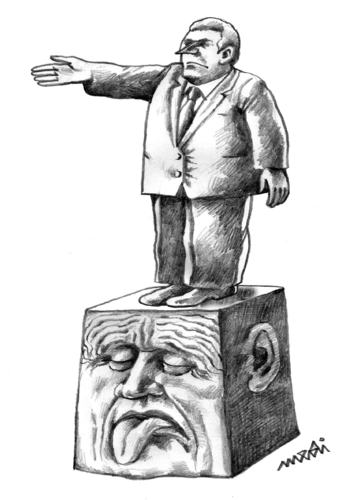 Cartoon: fatigue rank (medium) by Medi Belortaja tagged dictator,leader,monument,pedestal,tongue