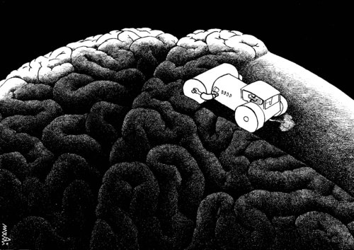 Cartoon: workng on the brain (medium) by Medi Belortaja tagged workng,brain,intelligence,machinery