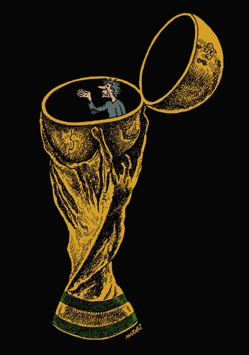 Cartoon: world cup (medium) by Medi Belortaja tagged brazil,football,soccer,beggary,beggar,poverty,poor,cup,world