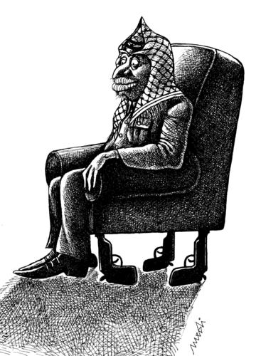 Cartoon: Yasser Arafat (medium) by Medi Belortaja tagged arafat,yasser,chair,guns