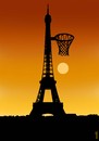 Cartoon: basketsun (small) by Medi Belortaja tagged basketsun sunset basketball sun la tour eiffel paris france