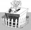 Cartoon: irrigation vote (small) by Medi Belortaja tagged irrigation,vote,fence,ballot,box,elections
