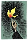 Cartoon: flame of peace (small) by Medi Belortaja tagged flame peace match pigeon colombo dove freedom