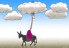 Cartoon: Nasreddin traveling (small) by Medi Belortaja tagged nasreddin,hodja,traveling,turkish,clouds