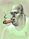 Cartoon: cigar man (small) by Medi Belortaja tagged cigar,smoke,man