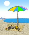 Cartoon: seaside 3 (small) by Medi Belortaja tagged wolf sea seaside holidays tail beach umbrella humor