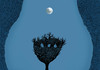 Cartoon: the birds nest (small) by Medi Belortaja tagged bird birds nest woman moon night pregnant pregnancy