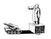 Cartoon: ideology and reality (small) by Medi Belortaja tagged ideology,direction,sign,dictators,occupation,monument