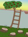 Cartoon: ladders (small) by Medi Belortaja tagged trees,fruits,wall,timber,ladders