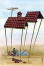 Cartoon: paradox in construction (small) by Medi Belortaja tagged construction,building,house,roof,workers