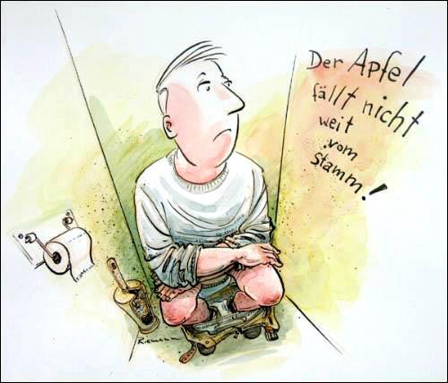 Cartoon: Apfel (medium) by Riemann tagged toilette,graffitti,sayings,sprüche