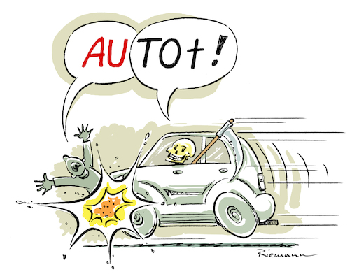 Cartoon: Auto (medium) by Riemann tagged auto,tod,unfall,fussgaenger,verkehr,sensenmann,wortspiel,cartoon,george,riemann,auto,tod,unfall,fussgaenger,verkehr,sensenmann,wortspiel,cartoon,george,riemann