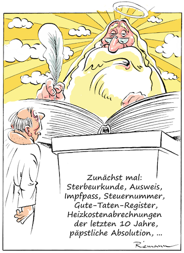 Cartoon: Bürokratie (medium) by Riemann tagged bürokratie,verwaltung,himmel,petrus,religion,ordnung,ewigkeit,cartoon,george,riemann,bürokratie,verwaltung,himmel,petrus,religion,ordnung,ewigkeit,cartoon,george,riemann