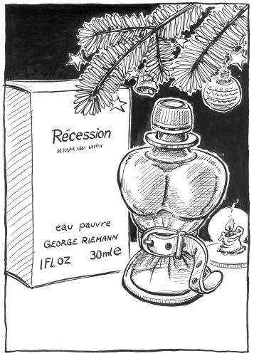 Cartoon: Christmas 2008 (medium) by Riemann tagged recession,christmas,economy,perfume