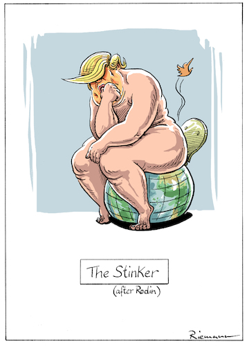 Cartoon: Der Stänker (medium) by Riemann tagged der,denker,rodin,donald,trump,sculptur,twitter,scheisse,idiot,despot,republikaner,weltfrieden,umwelt,erde,usa,president,tyrant,world,peace,nature,earth,cartoon,george,riemann,der,denker,rodin,donald,trump,sculptur,twitter,scheisse,idiot,despot,republikaner,weltfrieden,umwelt,erde,usa,president,tyrant,world,peace,nature,earth,cartoon,george,riemann